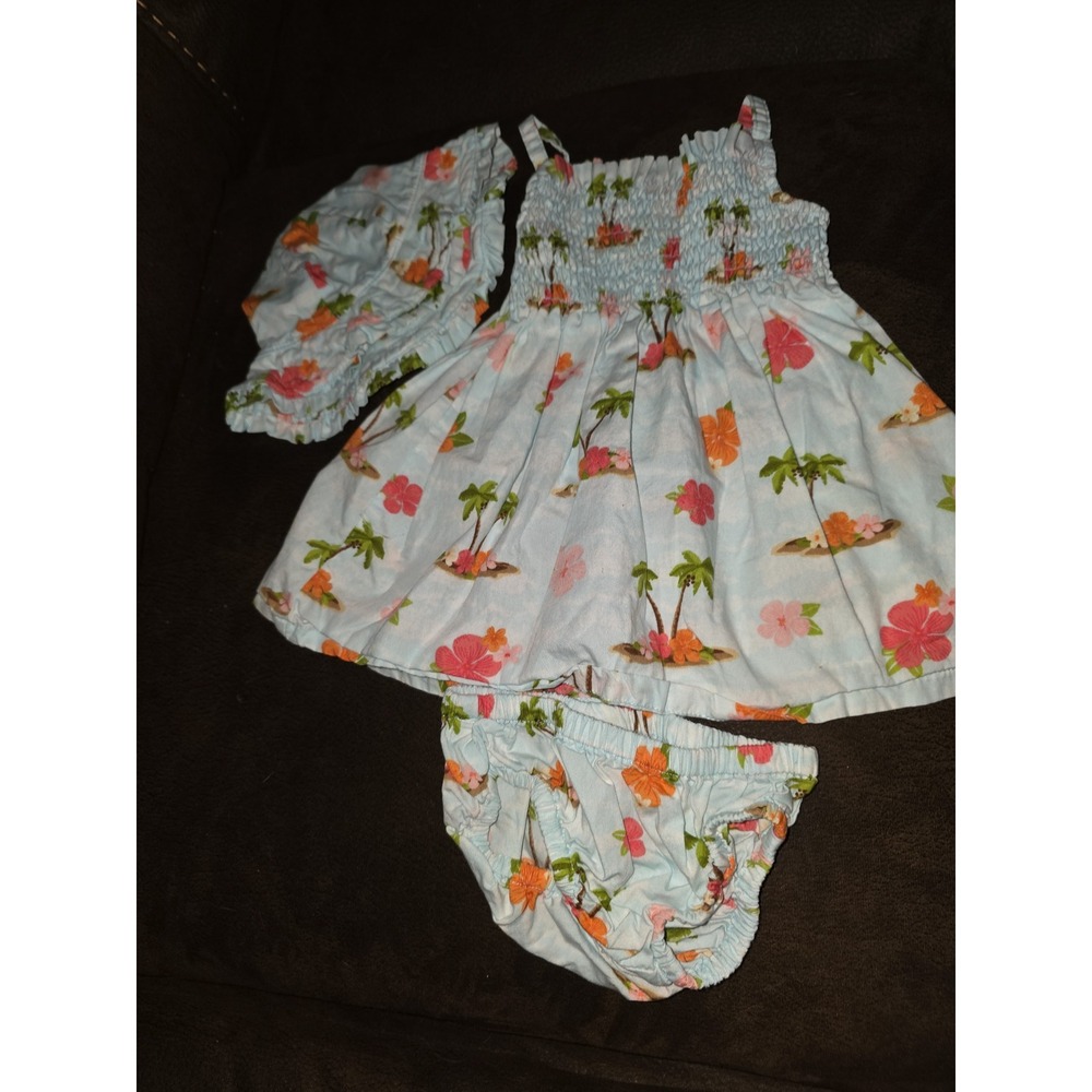 Gymboree layette line‎ hula baby dress hat size 0 3 months palm tree